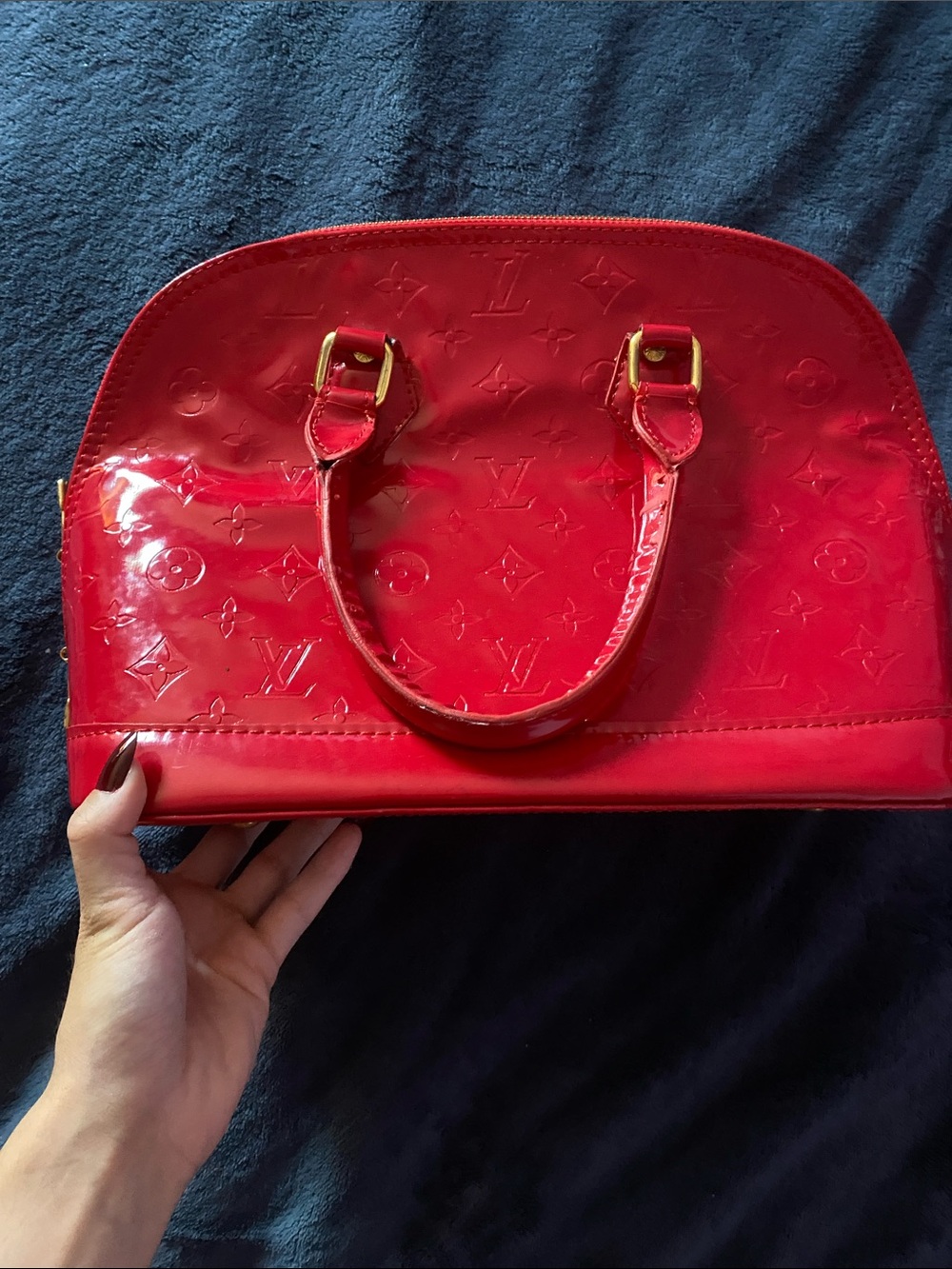 Red LV monogram bag